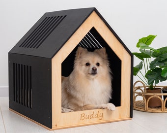 Wooden Puppy House, Modern Dog House, Wooden Pet House, İndoor Dog Puppy Bed, Puppy Dog Crate, Puppy Dog Kennel, Puppy Lounge Dog Lover Gift
