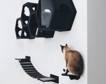 Wall shelves for cats, Cat play furniture, Wooden cat hexagon, Cat climbing, House for kitty, Cat wall furniture, Cat wall bridge, Cat Shelf