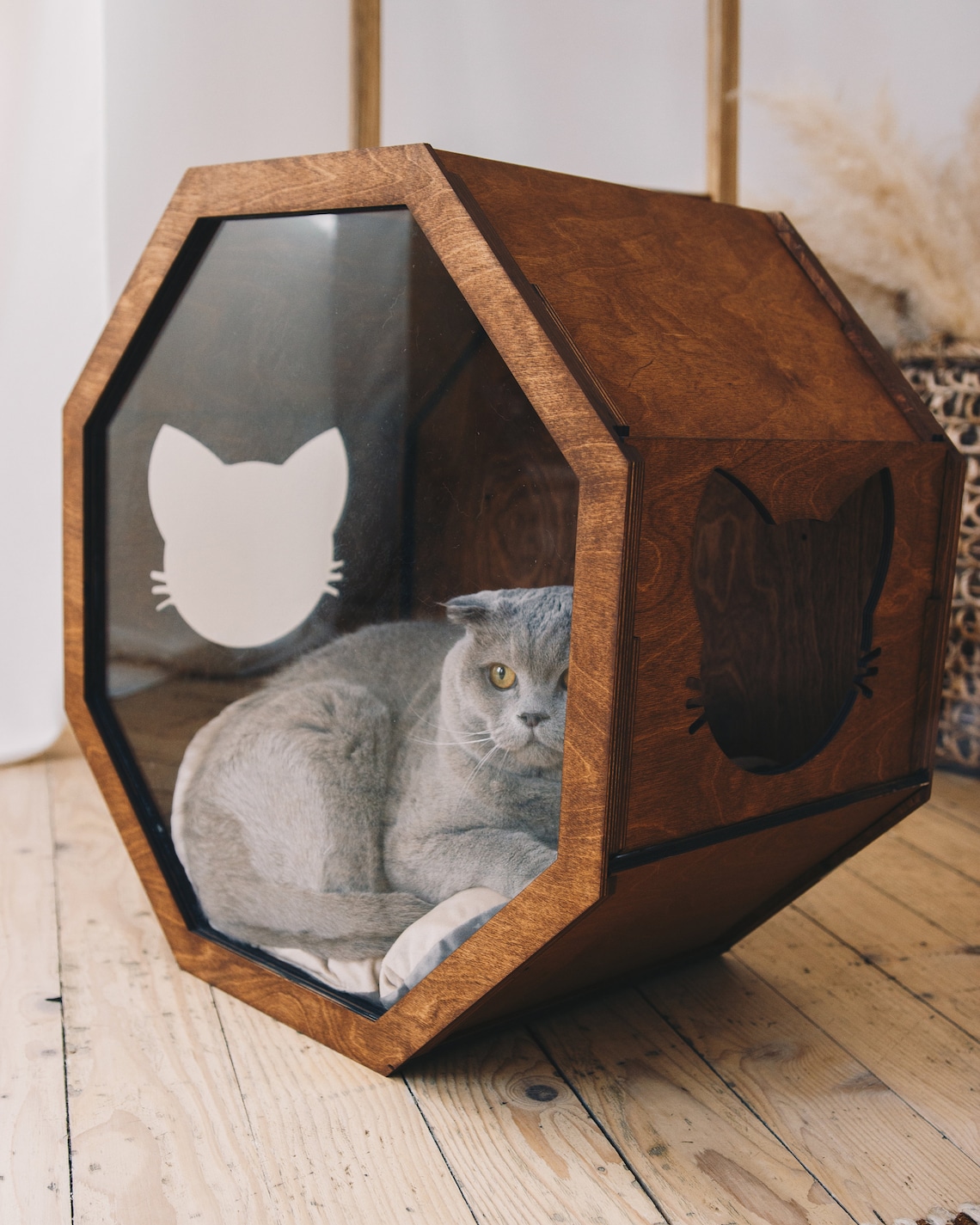 Cozy Cat Bed Cats Furniture Indoor Cat House Wooden House for Etsy Cozy Cat Bed Cats Furniture Indoor Cat House Wooden House for Etsy