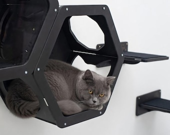Muebles de pared para gatos que ahorran espacio, parque de juegos moderno para trepar, estantes de pared para gatos, estantes modernos para gatos, decoración de interior para mascotas para gatos activos.