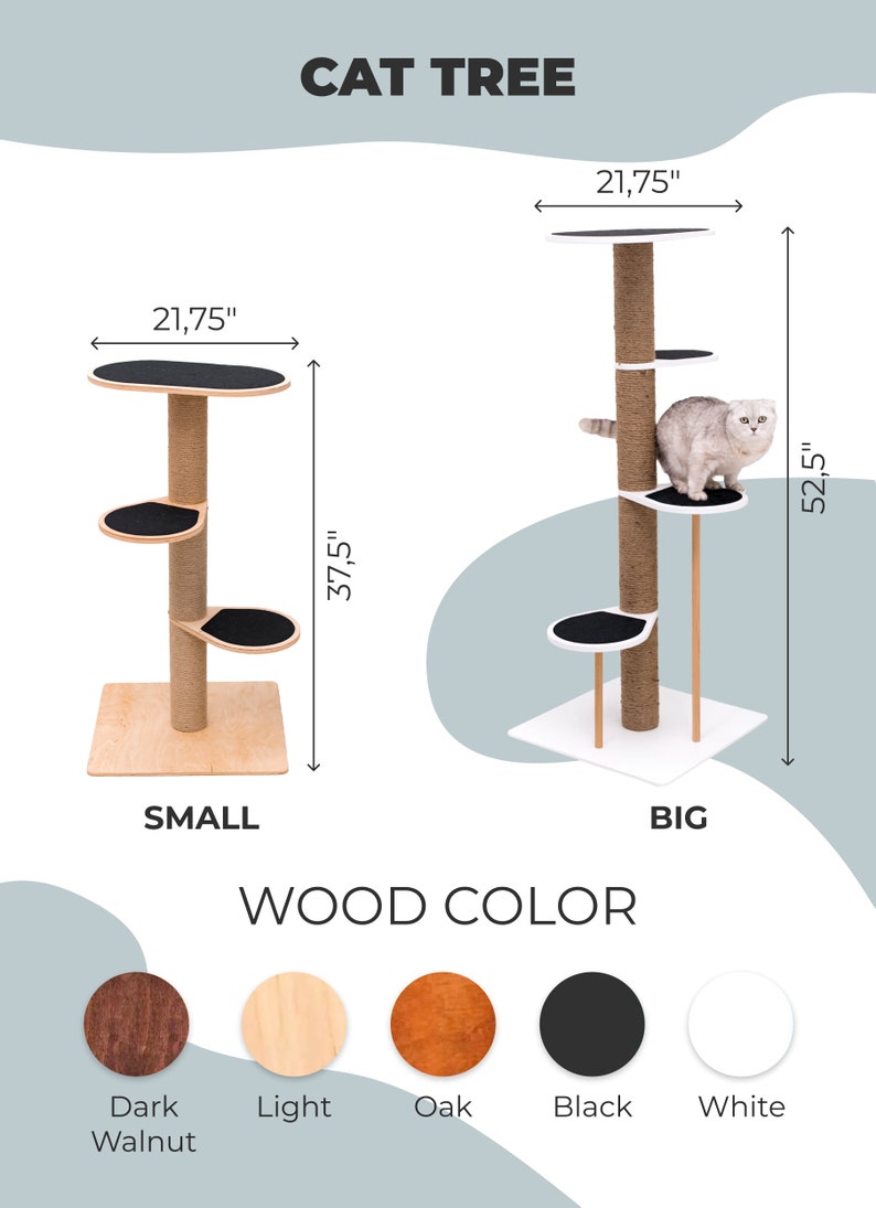 Cat Tree, Scratching Playground, Cat Playhouse, Wood Cat Tower, Cat Climbing Tree, Cat Lover Gift, Cat Furniture, Cat Gift, Wood Cat Condo image 4