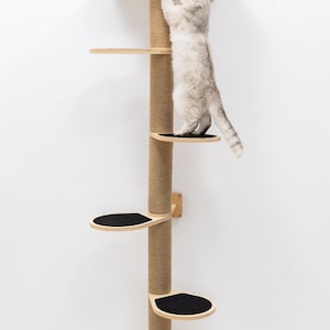 Wall mounted cat tree, Cat furniture, Cat scratcher tower, Cat shelves, Cat wall jungle, Modern cat tree, Kitten climbing tower, Cat toys image 9