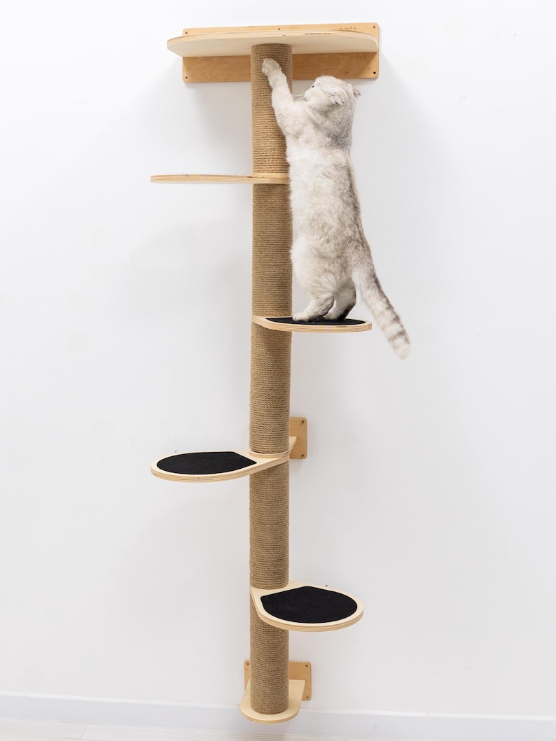 Wall mounted cat tree, Cat furniture, Cat scratcher tower, Cat shelves, Cat wall jungle, Modern cat tree, Kitten climbing tower, Cat toys image 9