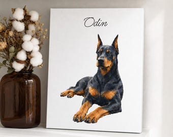 Personalized Pet Portrait, Custom Dog & Cat Canvas, Marker Illustration from Photo, Custom Animal Wall Decor