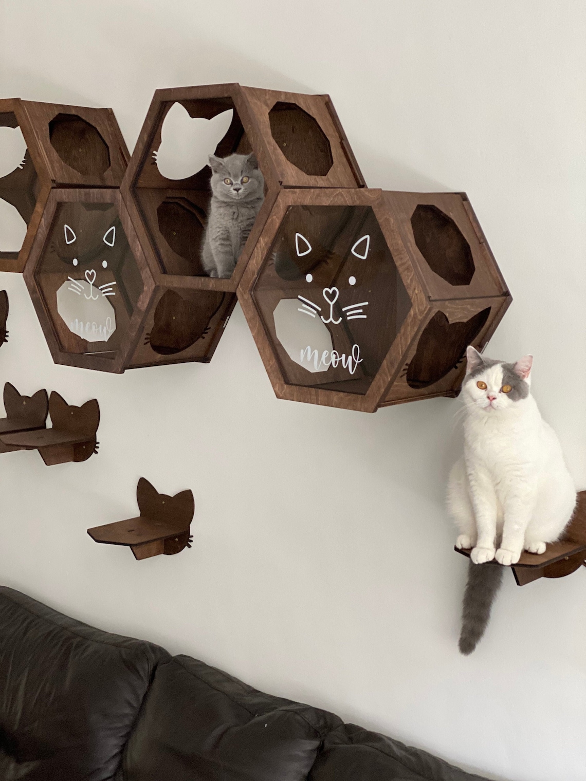 Cat Wall Shelves Wooden Pet Furniture Hexagon Cat Shelves Etsy