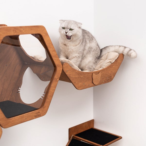 Cat Bed Cave, Cat Hammock, Wall Mounted Cat Bed, Cat Basket, Cat Wall Furniture Wooden, Cat Wall Play Furniture, Cat Perch, New Home Gift