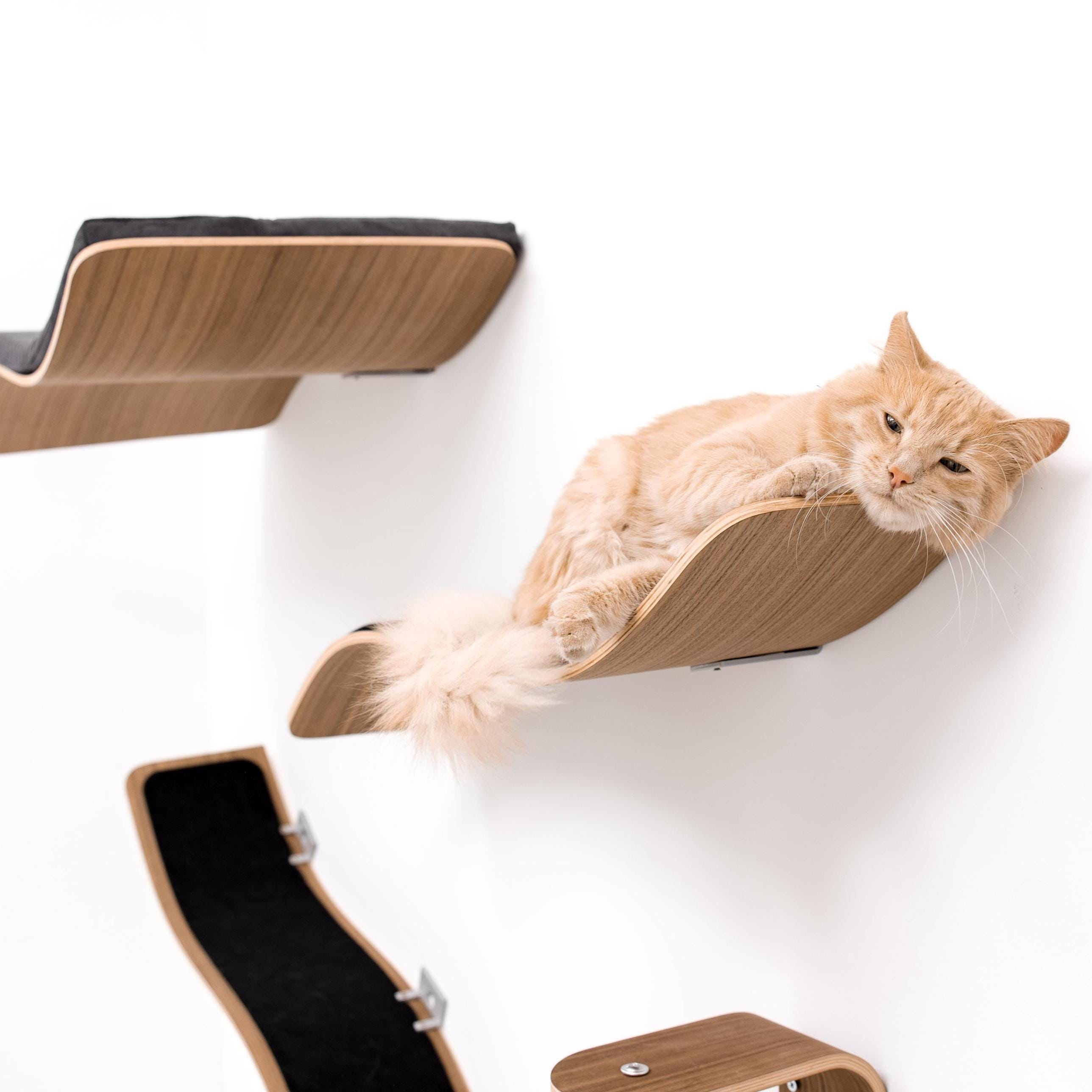 Cat Perch Shelves, Cat Wall Furniture Set, Large Cat Toy, Floating Shelves for Indoor Kitten, Cat Scratching Post, Climbing Wavy Cat Bridge