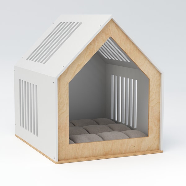 Dog kennel furniture, Dog crate, Wooden dog house, Wooden dog crate, Indoor dog house, Modern dog and cat house with acrylic door, Dog bed