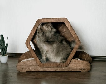 Modern Cat House, Cat Cabinet, Pet Furniture, Aesthetic Cat Bed, Wooden Cat House, Playground for Pets, Eco-Friendly Cat House, Wood Cat Bed