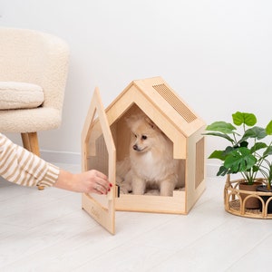 Modern Dog House with Acrylic Door, Dog Crate Furniture, Modern Dog Kennel, Indoor Dog House, Dog Crate Furniture, Pet Furniture, Cat Gifts image 1