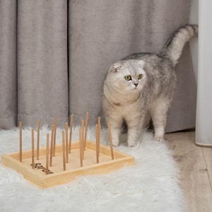 Katzenspielzeug handgemacht, Katzen-Kauenbrett, Katzen-Kauenbrett, Beiß-Stäbchen für Katzen, moderne Katzenmöbel, Kätzchenspielzeug, Zahnknirschen-Katzenstock Bild 5