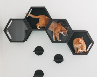 Cat Wall Hexagon Shelves Set, Modern Cat Furniture, Cat Activity Center, Cat Activity Set, Cat Tree, Cat Bed, Cat House, Cat Shelf