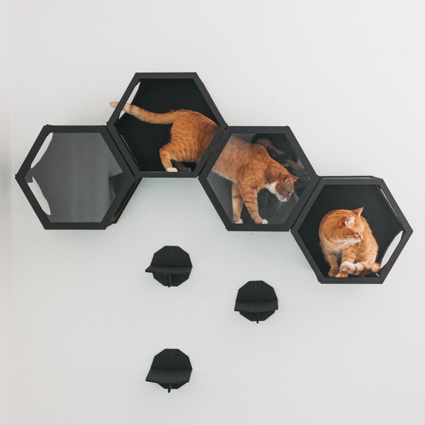 Cat Wall Hexagon Shelves Set, Modern Cat Furniture, Cat Activity Center, Cat Activity Set, Cat Tree, Cat Bed, Cat House, Cat Shelf