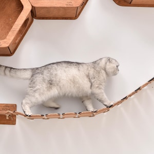 Modern Cat Bridge for Wall, Wall Mounted Bridge with Felt, Cat Lover Gift, Cat Playground, Wooden Cat Shelves, Cat Steps For Wall, Cat Climb