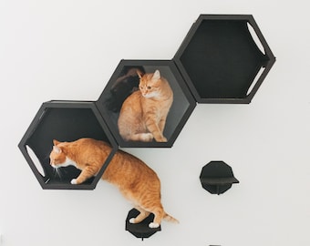 Katzen Wandmöbel, Katzen Wandregal, Katzenmöbel, Katzenwand-Sets, Wandregal für Katze, Design Hexagon für Katze, Big Cat Möbel