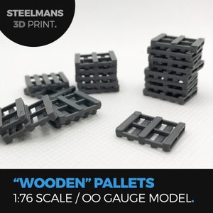 Wooden effect Pallets (20 Pack) 1:76 Scale / OO Gauge - Model Railway or Diorama GREY