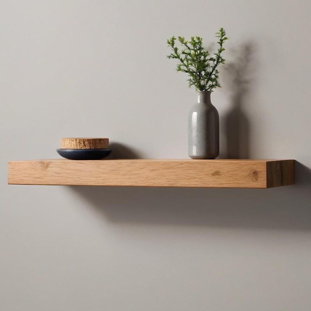 Handcrafted Shelf Oak Hardwood Floating Shelf 3 Inches Thick | 8 Inches Deep| Rustic ...