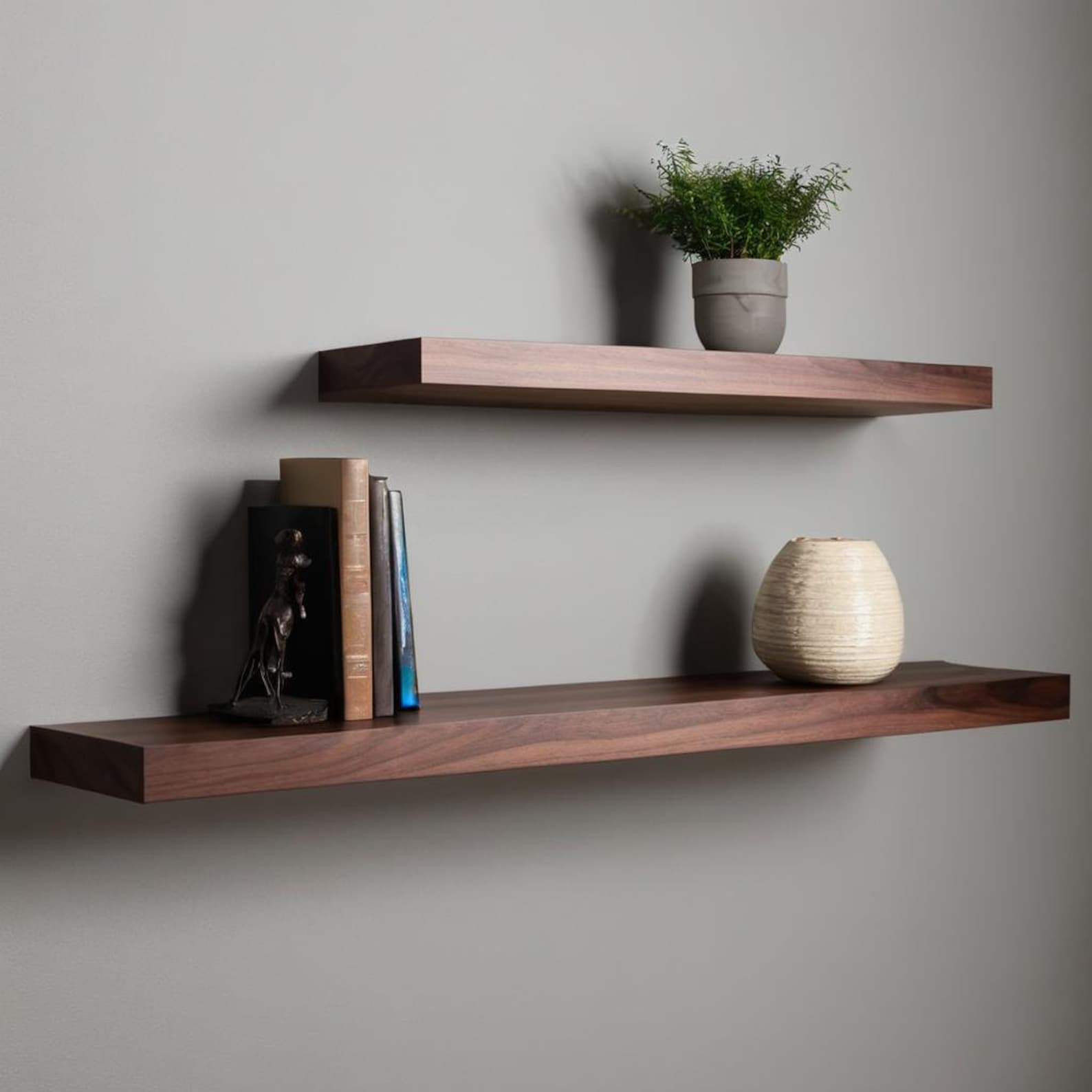 Walnut Hardwood Floating Shelf 3 Inches Thick | 8 Inches Deep| Rustic ...