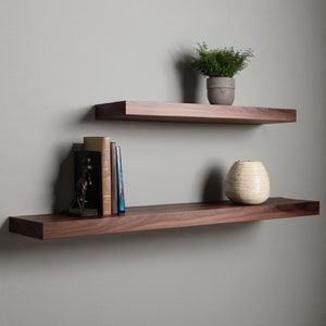Walnut Hardwood Floating Shelf 3 Inches Thick | 8 inches Deep| Rustic Shelf | Farmhouse Shelf | Floating Shelves | Handmade Shelf