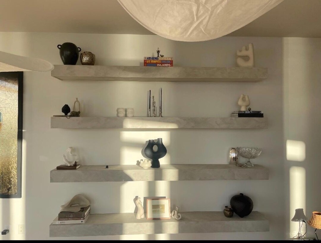 3.5” Thick Floating Wood Shelf – 8” Deep – Modern Wall Shelf With Wood ...