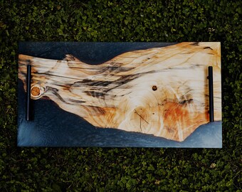 Epoxied Charcuterie Board with Handles, Grazing Board, Food Serving Tray, Breakfast Tray, Cheese Serving Tray, Decorative Tray