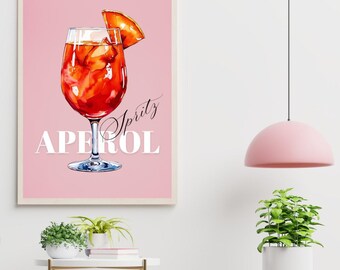 Aperol Spritz Cocktail Print: Stylish Bar Cart Decor (Digital Download)