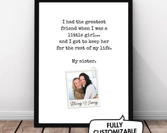 Personalized Sister Photo Art Print: Custom Quote Gift (Digital Download)