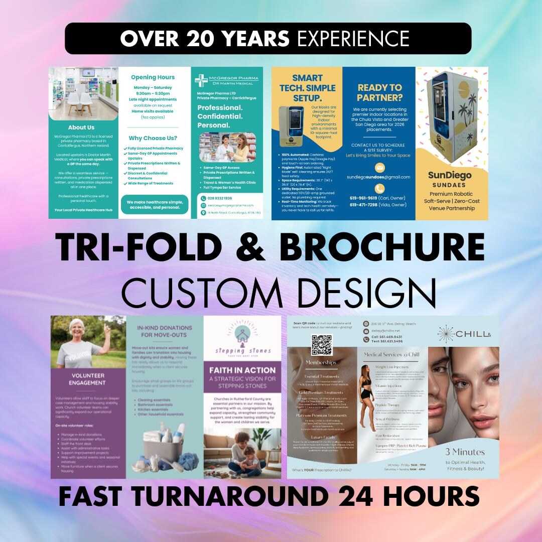 Event Print Layout Tri-fold Brochure Design | Custom Marketing Brochure | Business & Event ...