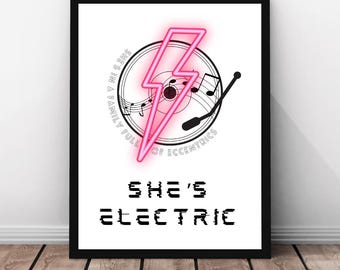 Oasis "She's Electric" Inspired Music Art Print (Digital Download)