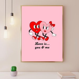 Retro Hearts Print | Printable Love Print | Love Wall Art | Retro Heart Home Decor | Printable Valentines Download | Love Wall Art poster