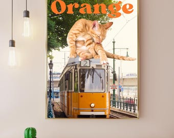 Retro Ginger Cat Art Print: Funny Orange Cat Poster (Digital Download)