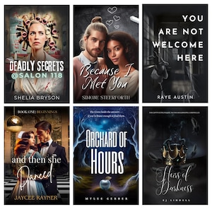 Puede incluir: Seis portadas de libros con diversos dise&ntilde;os. Los t&iacute;tulos incluyen "Deadly Secrets", "Because I Met You" y "Orchard of Hours". Las portadas muestran ilustraciones y texto, algunas con retratos y otras con im&aacute;genes tem&aacute;ticas.