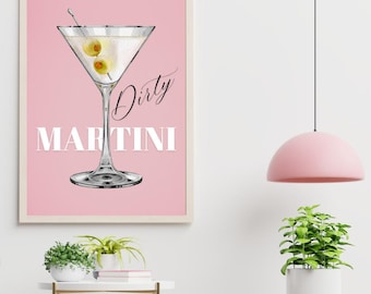 Impression d'art Dirty Martini : enseigne de bar rétro, décoration de cuisine (téléchargement numérique)