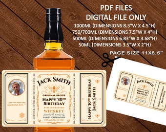 Jack Daniels 1 Litre Bottle Label Photo Birthday Personalised - Custom jack daniels bottle label