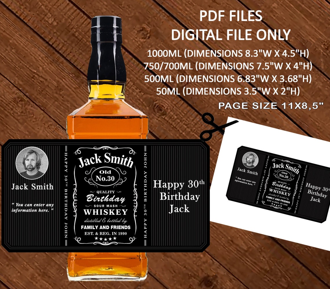 BLACK WHISKEY LABEL Personalized Whiskey Label with photo Etsy