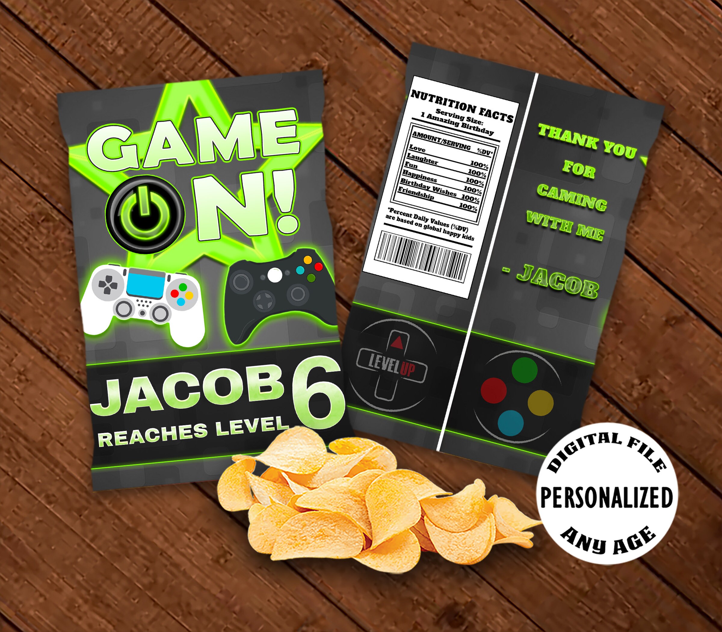 Video Gamer Party Chip Bag game controller chip bag Birthday Etsy