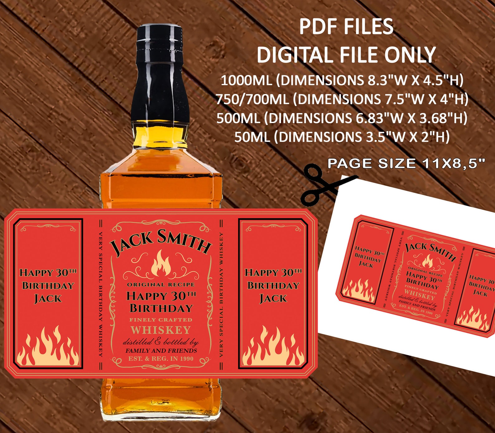 RED WHISKEY LABEL Personalized Whiskey Label Whiskey Labels | Etsy