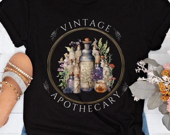 Vintage Apothecary T Shirt For Herb Lover Gift For Plant Lover Herbalist Tee For Friend Wildflower Shirt For Pharmacist Cottagecore Shirt
