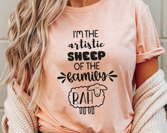 Artistic Sheep Of The Family Black Sheep T Shirt For Artist Gift For Sibling TShirt Funny Family Reunion T-Shirt Whimsical Tee Family Humor