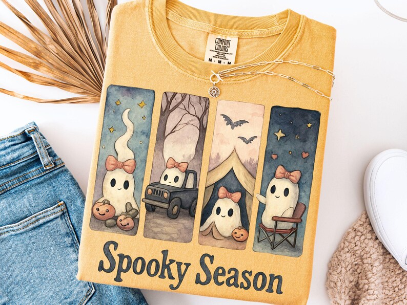 Spooky Season Shirt, Ghost Camping Tee, Cute Halloween Fall Tshirt