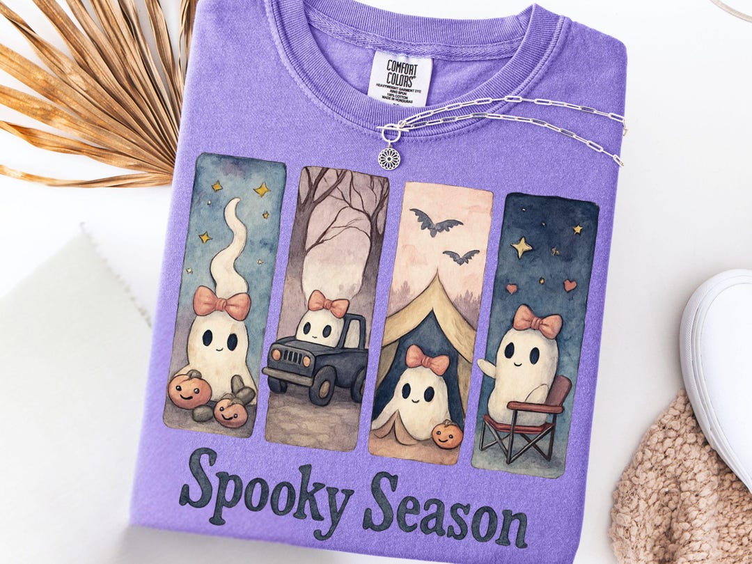 Spooky Season Shirt, Ghost Camping Tee, Cute Halloween Fall Tshirt