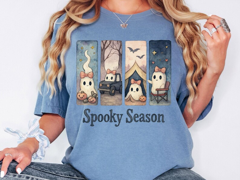 Spooky Season Shirt, Ghost Camping Tee, Cute Halloween Fall Tshirt