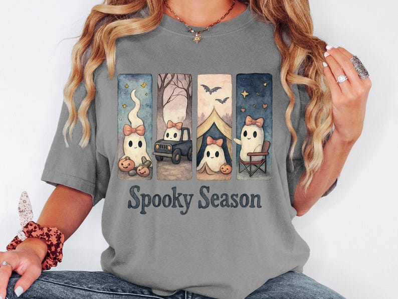 Spooky Season Shirt, Ghost Camping Tee, Cute Halloween Fall Tshirt