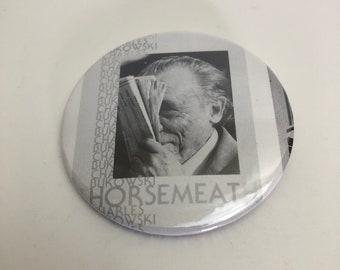 Charles Bukowski Horsemeat Pinback Button Pin, 2.25 Inches, Black Sparrow Book Cover