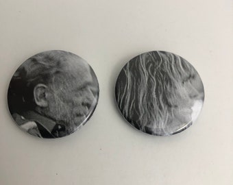 Charles Bukowski, Linda Bukowski Pinback Button Pin Lot 2, 1.25 in.