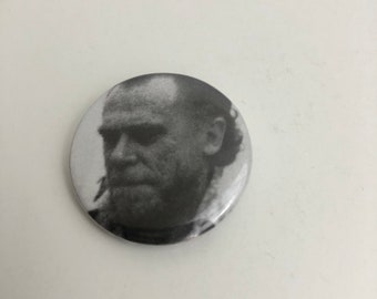 Charles Bukowski Pin Button Pinback, 1.25 Inches Black and White Picture