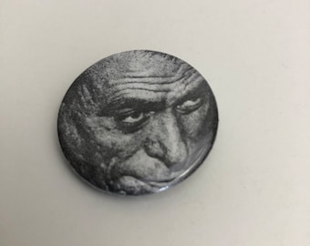 Charles Bukowski Button Pinback Pin Face Picture, 1.25 inches