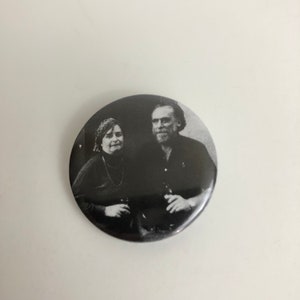 Charles Bukowski Pinback Button Pin With Girlfriend Liza Williams, 1.25 in