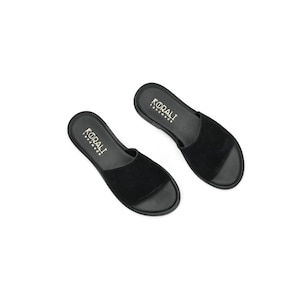 MYRTO Leather Slide Sandals, Comfort Sandals, Beige Suede Sandals, Black Suede Sandals- Genuine Leather, Handmade, Greek & Italian Leather image 8