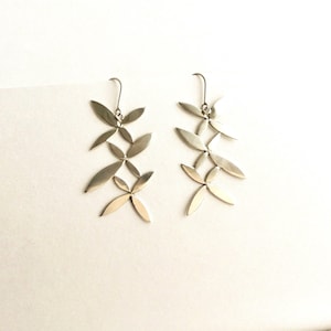 Handcrafted Sterling Silver Flower Drop Earrings: Modern Dangle Earrings Handmade in Australia